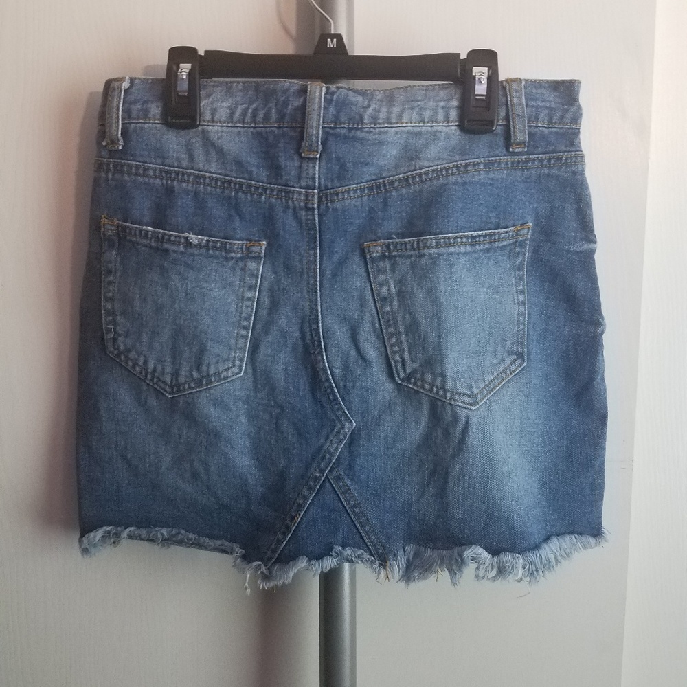 Studded and Distressed Denim Skirt - Picture 2 of 2